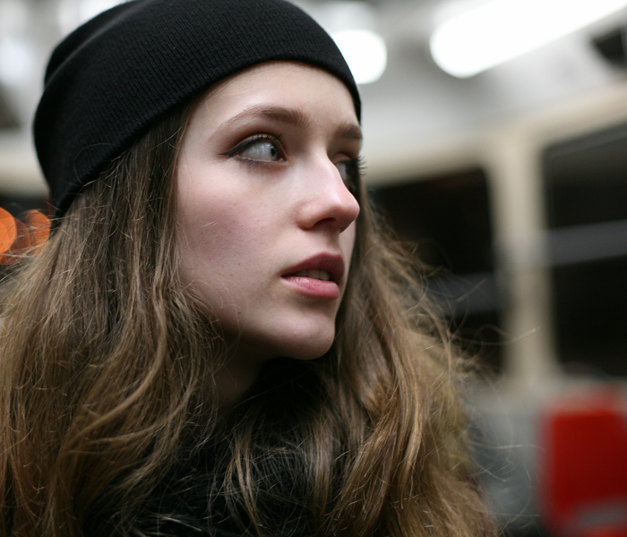 Image of a woman wearing a beanie hat